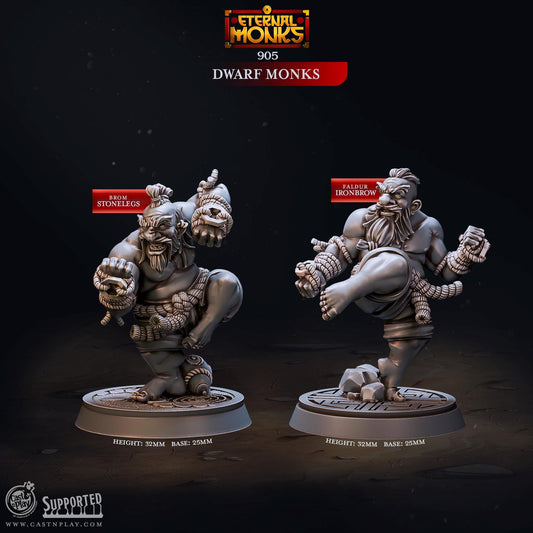 32mm, 28mm, Dwarf Monks, Eternal Monks, CastnPlay miniatures , Role Playing Games Miniature, WoW, Dungeon and Dragons, RPG.