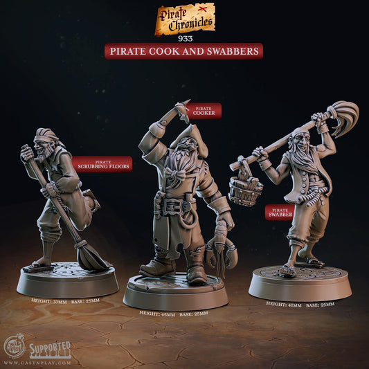 32mm, 28mm, Pirate Cook & Swabbers, The Pirate Chronicles, CastnPlay miniatures , Role Playing Games Miniature, WoW, Dungeon and Dragons.