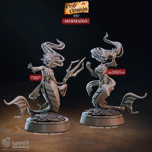 32mm, 28mm, Mermaids, The Pirate Chronicles, CastnPlay miniatures , Role Playing Games Miniature, WoW, Dungeon and Dragons.