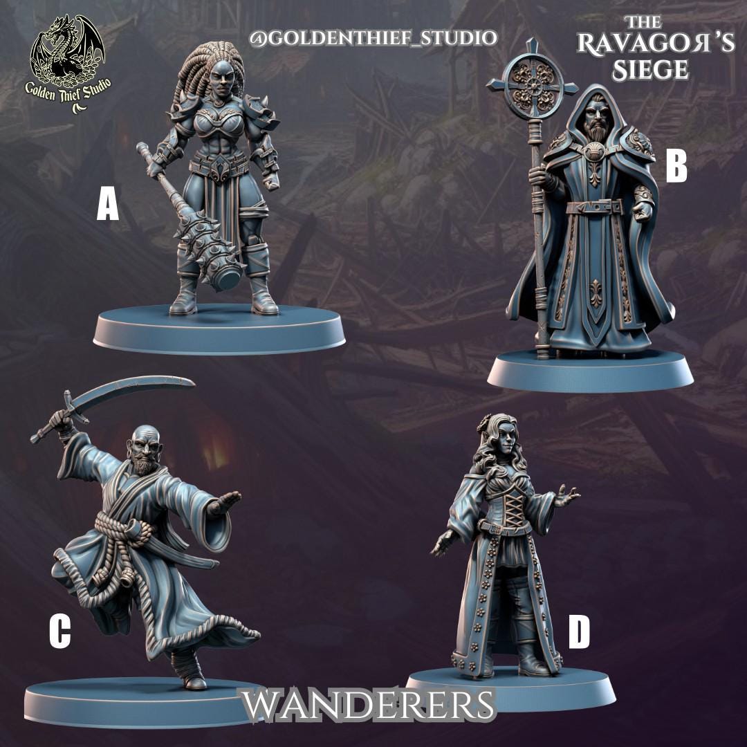 32mm, 28mm, Wanderers, Ravegors Siege, Golden Thief Studio , Role Playing Games Miniature, WoW, Dungeon and Dragons, RPG.