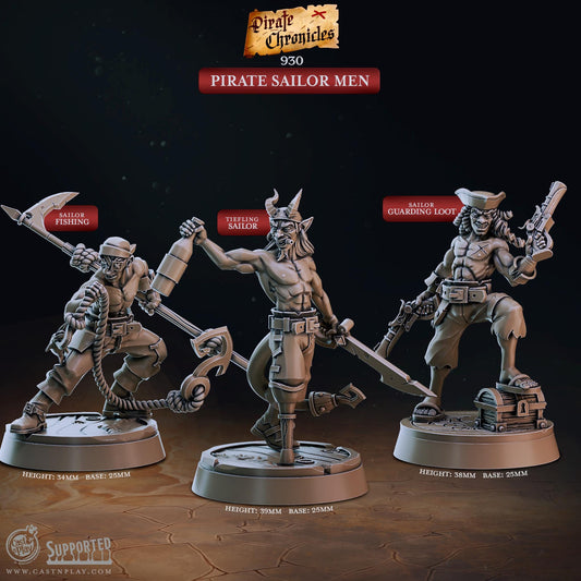 32mm, 28mm, Pirate Sailor Men, The Pirate Chronicles, CastnPlay miniatures , Role Playing Games Miniature, WoW, Dungeon and Dragons, RPG.