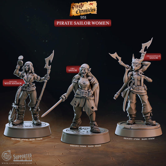 32mm, 28mm, Pirate Sailor Women, The Pirate Chronicles, CastnPlay miniatures , Role Playing Games Miniature, WoW, Dungeon and Dragons, RPG.