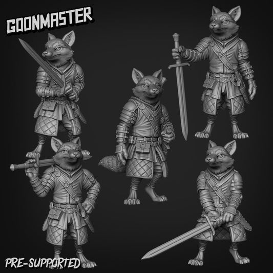 Redfox Fighter hoods off ,Goon Master, Medium Miniature, Dungeon and Dragons, RPG, Dnd, Pathfinder, Dnd, foxkind fighter, Fox-folk Fighter