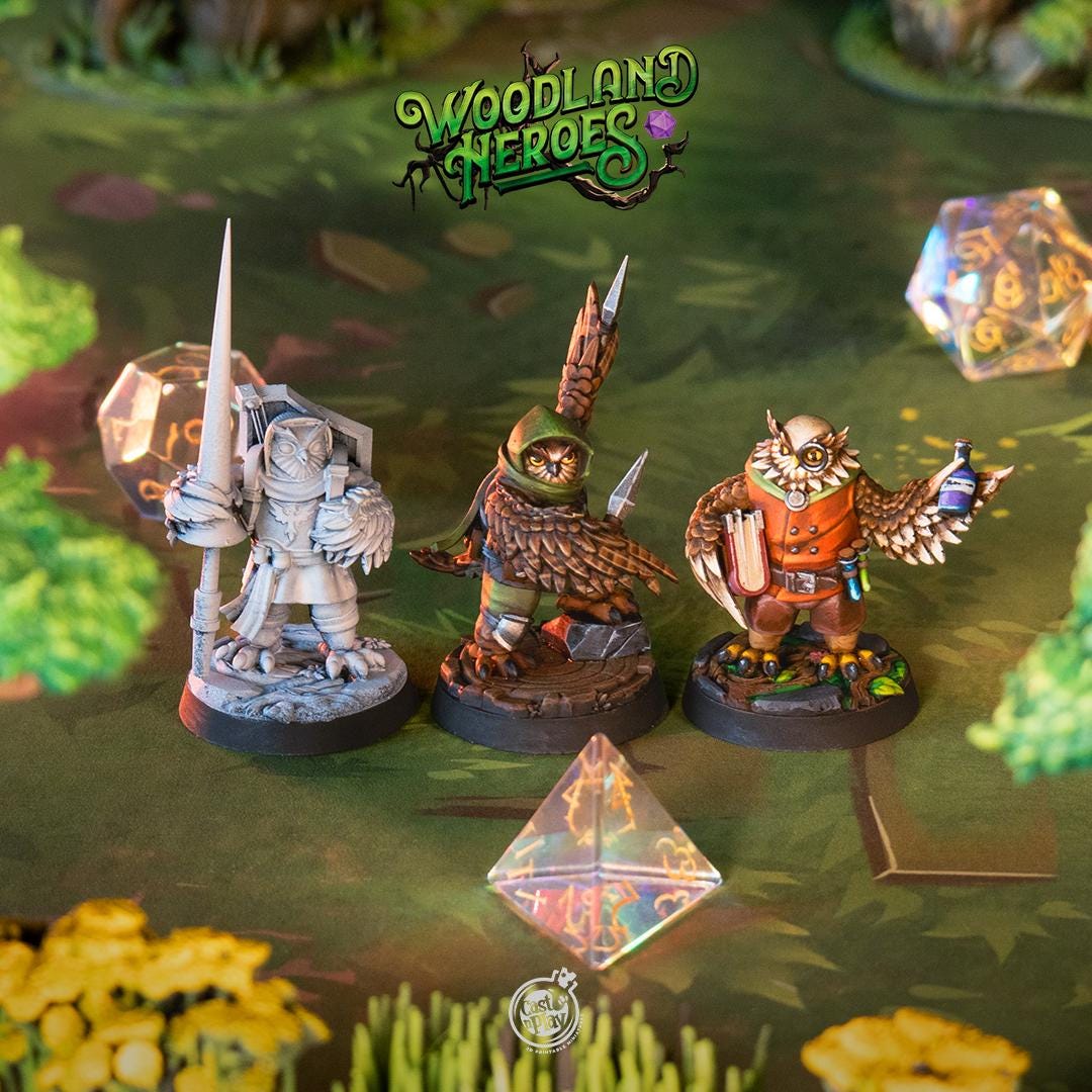 32/28mm The Owlfolk, CastnPlay miniatures , Role Playing Games Miniature, WoW, Dungeon and Dragons, RPG, DnD.
