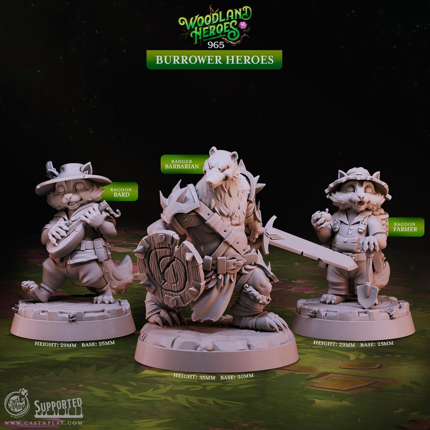 32/28mm The Burrower Heroes, CastnPlay miniatures , Role Playing Games Miniature, WoW, Dungeon and Dragons, RPG, DnD.