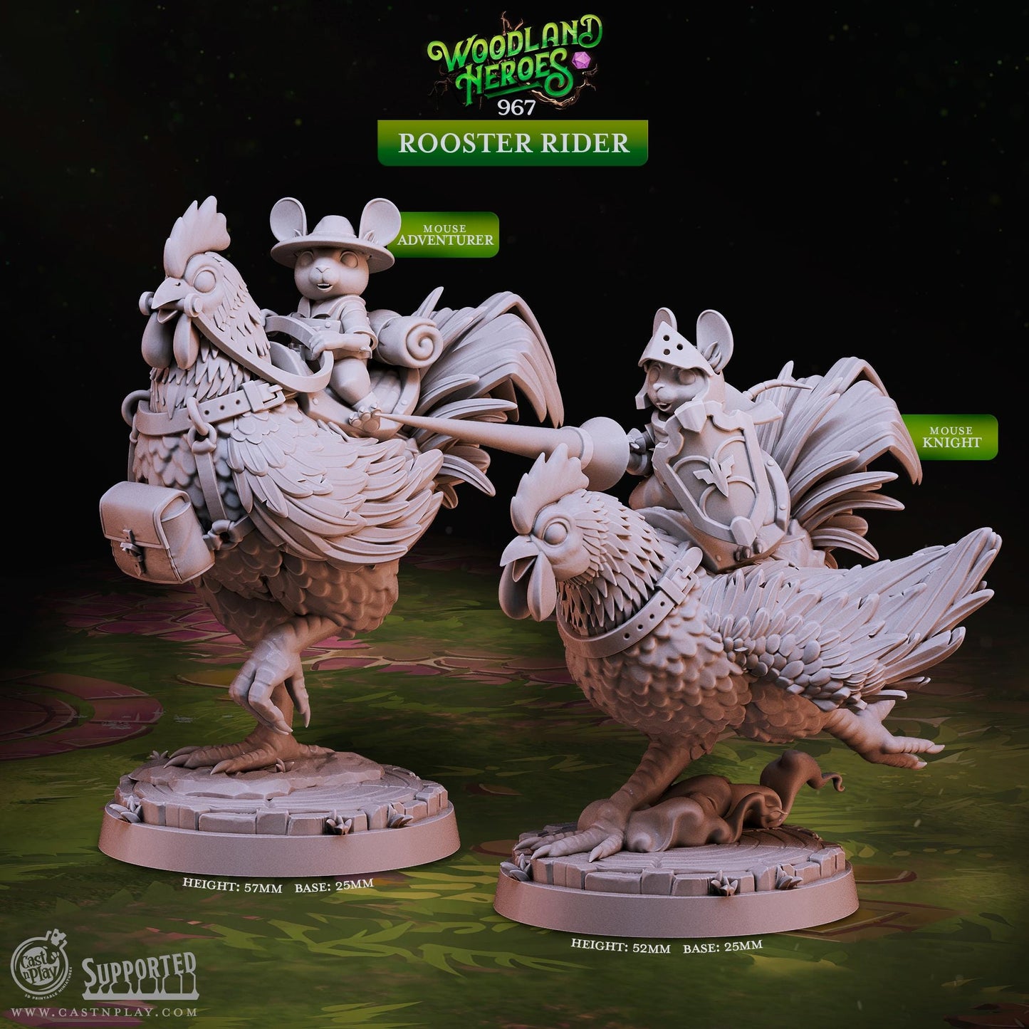 32/28mm The Rooster Riders , CastnPlay miniatures , Role Playing Games Miniature, WoW, Dungeon and Dragons, RPG, DnD.