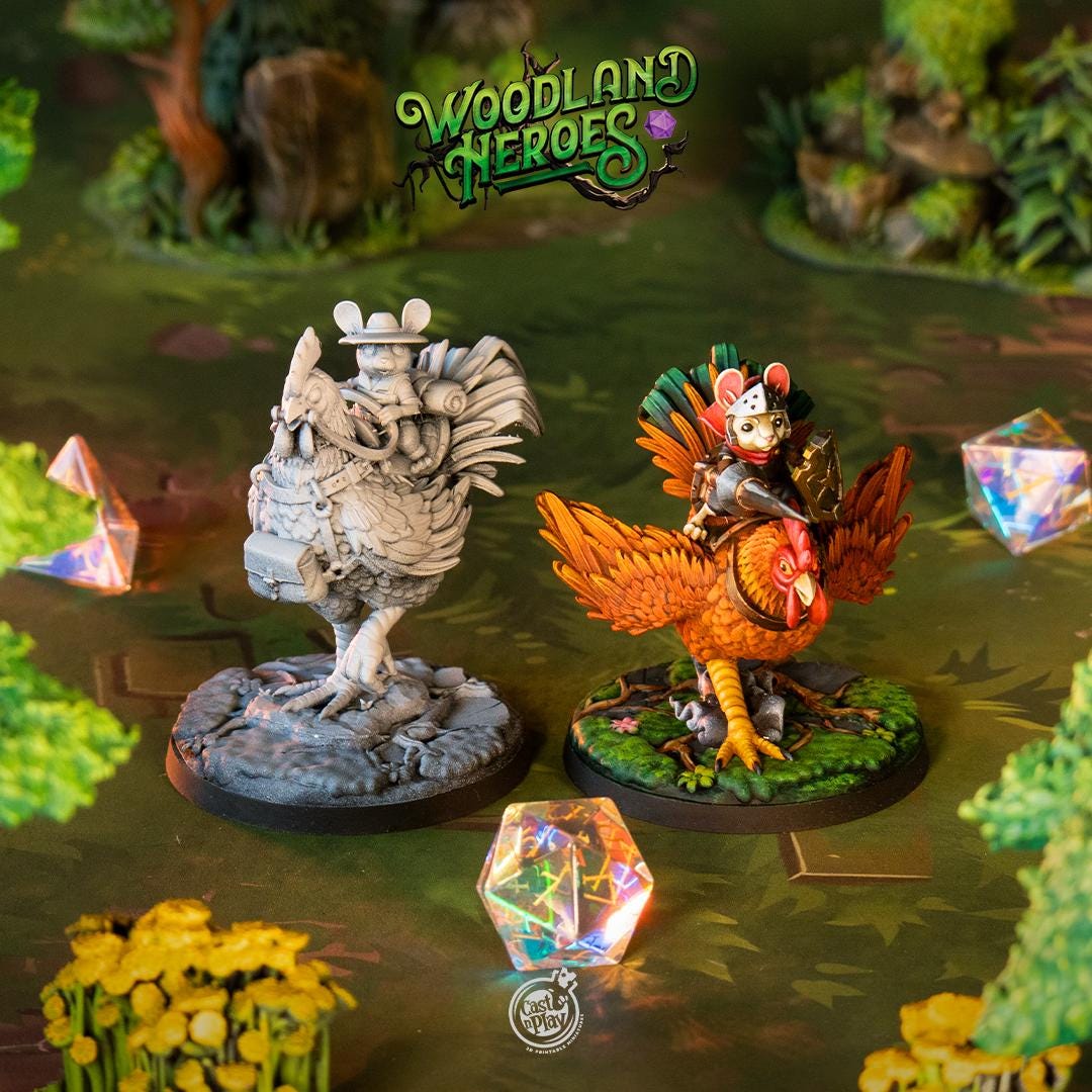 32/28mm The Rooster Riders , CastnPlay miniatures , Role Playing Games Miniature, WoW, Dungeon and Dragons, RPG, DnD.