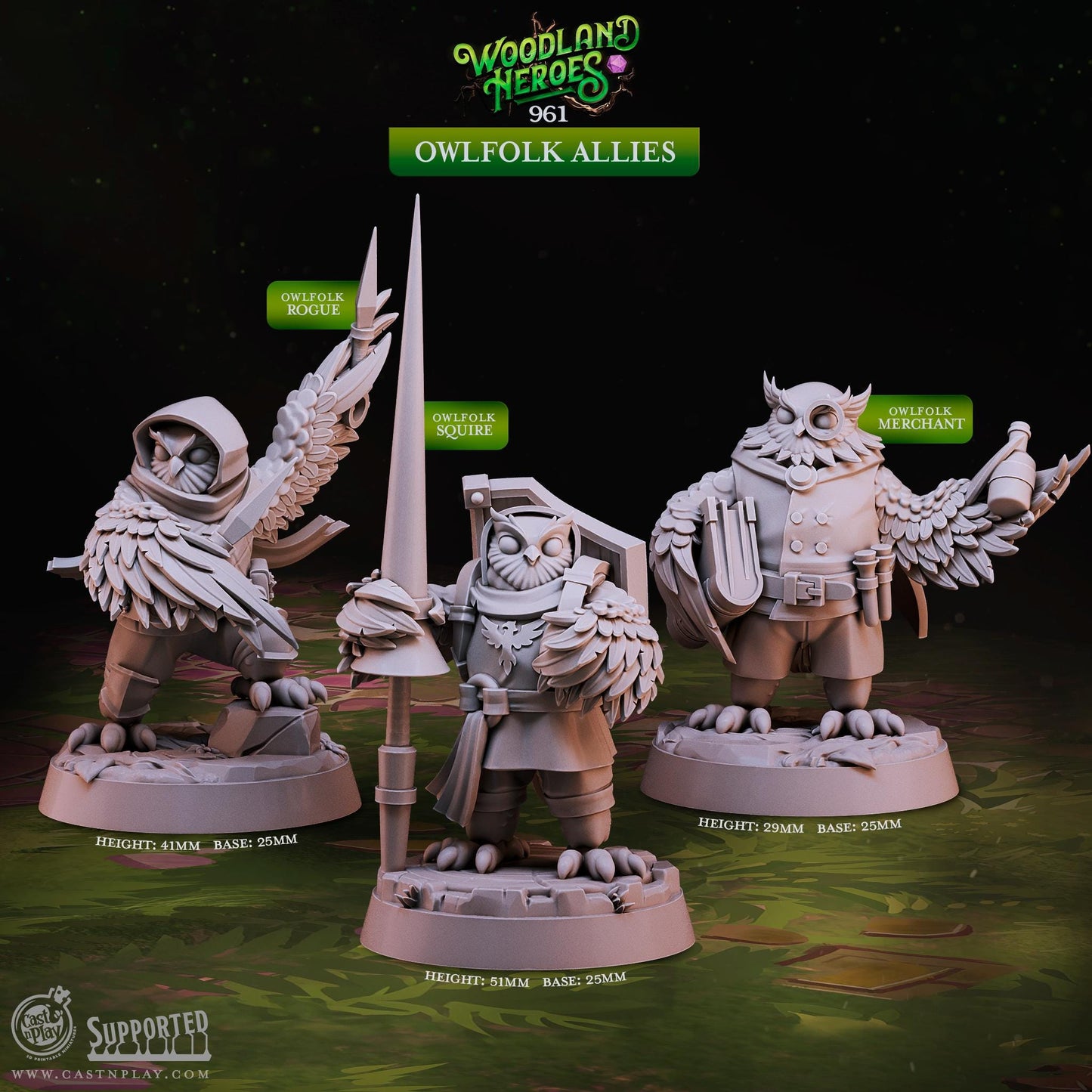 32/28mm The Owlfolk, CastnPlay miniatures , Role Playing Games Miniature, WoW, Dungeon and Dragons, RPG, DnD.