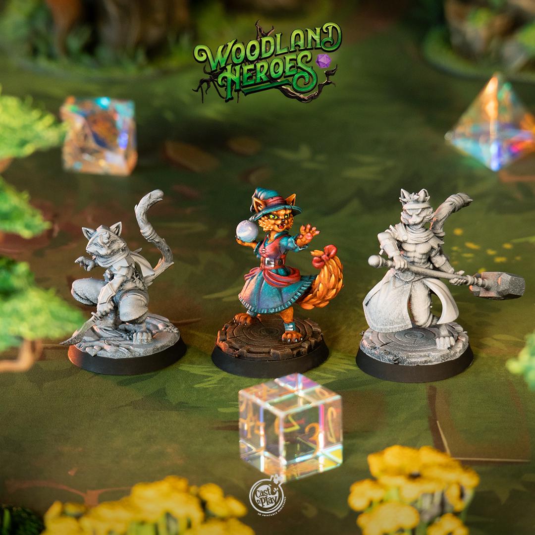 32/28mm The Catfolk Defenders, CastnPlay miniatures , Role Playing Games Miniature, WoW, Dungeon and Dragons, RPG, DnD.