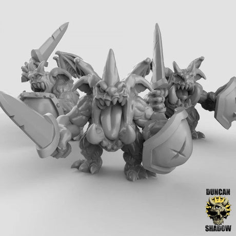Imp sword and board Miniature | Set of 3 - Tabletop RPG & D&D miniature. Perfect for wargaming & collectors