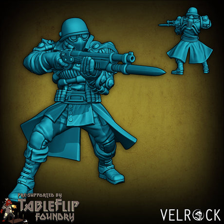 Industrialist Infantry or steampunk troop Miniature | C - Tabletop RPG & D&D miniature. Perfect for wargaming & collectors