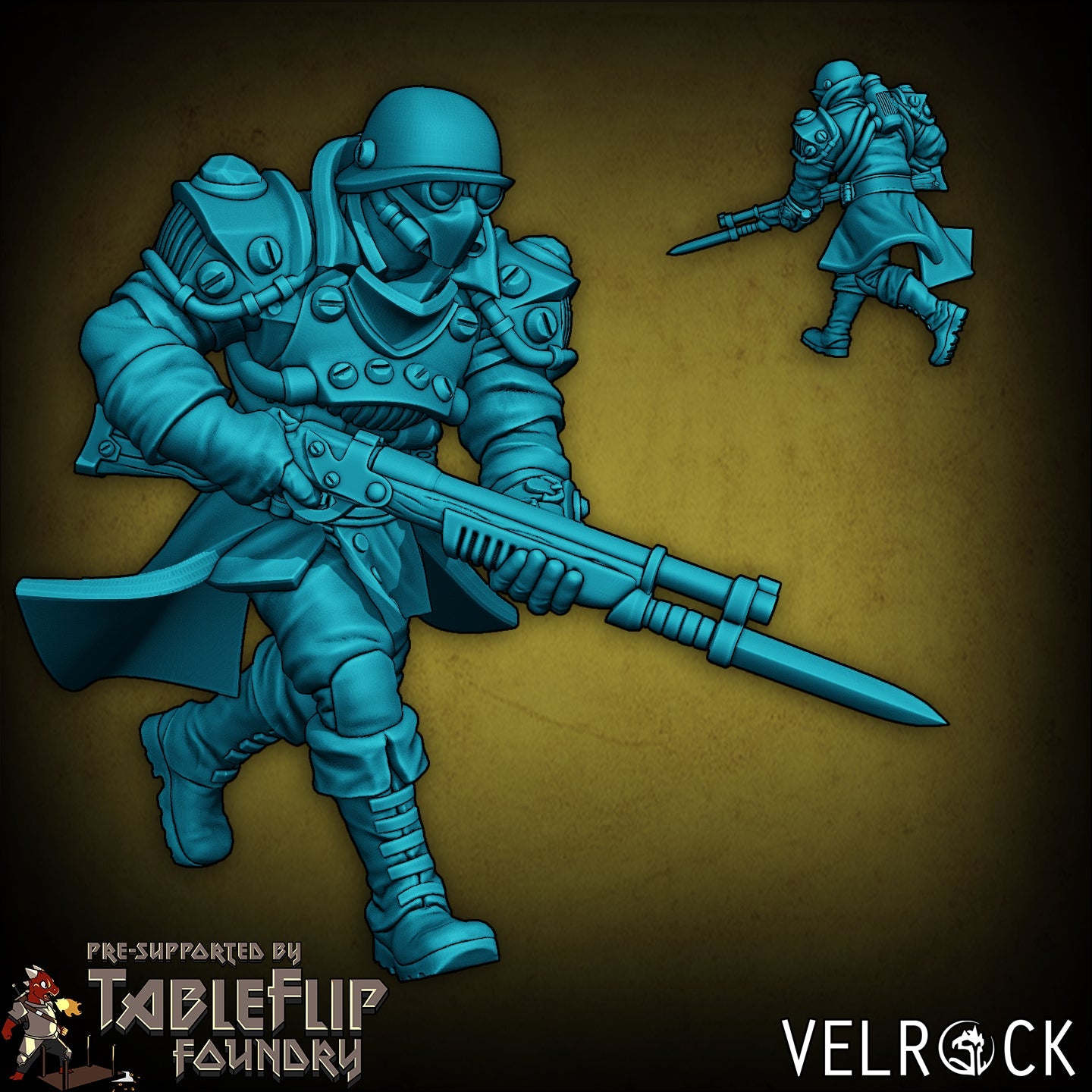 Industrialist Infantry or steampunk troop Miniature - D - 32mm