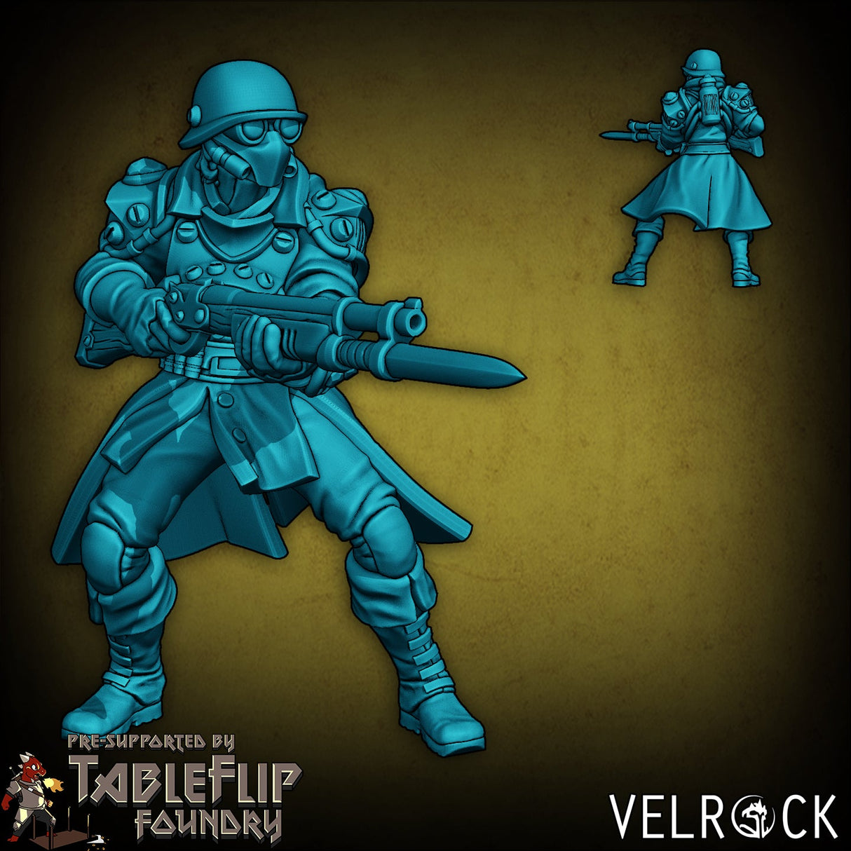 Industrialist Infantry or steampunk troop Miniature | E - Tabletop RPG & D&D miniature. Perfect for wargaming & collectors