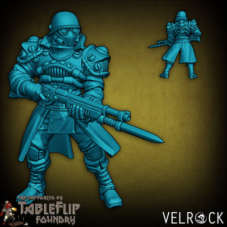 Industrialist Infantry or steampunk troop Miniature | F - Tabletop RPG & D&D miniature. Perfect for wargaming & collectors