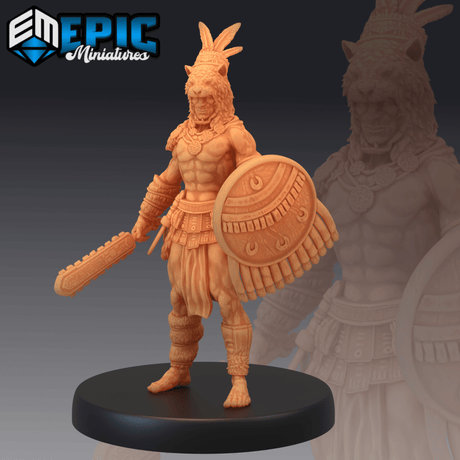 Jaguar Warrior Miniature | A - Tabletop RPG & D&D miniature. Perfect for wargaming & collectors