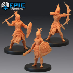 Jaguar Warrior Miniature | Set of 3 - Tabletop RPG & D&D miniature. Perfect for wargaming & collectors