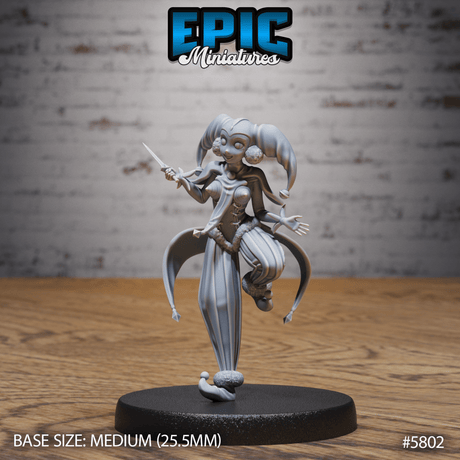 Jester Girl Miniature | A - Tabletop RPG & D&D miniature. Perfect for wargaming & collectors