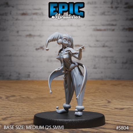 Jester Girl Miniature | C - Tabletop RPG & D&D miniature. Perfect for wargaming & collectors