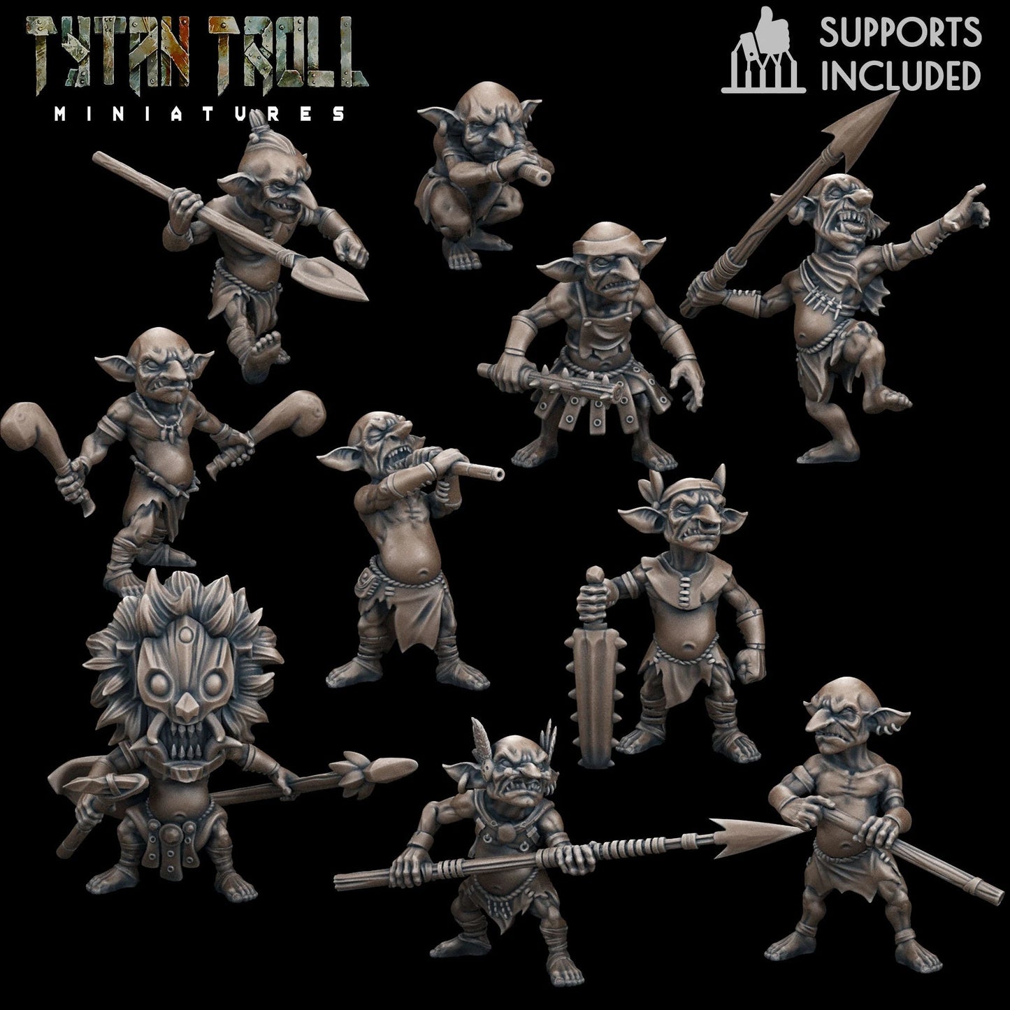 Jungle Goblins Miniature - Set of 10 - 28mm