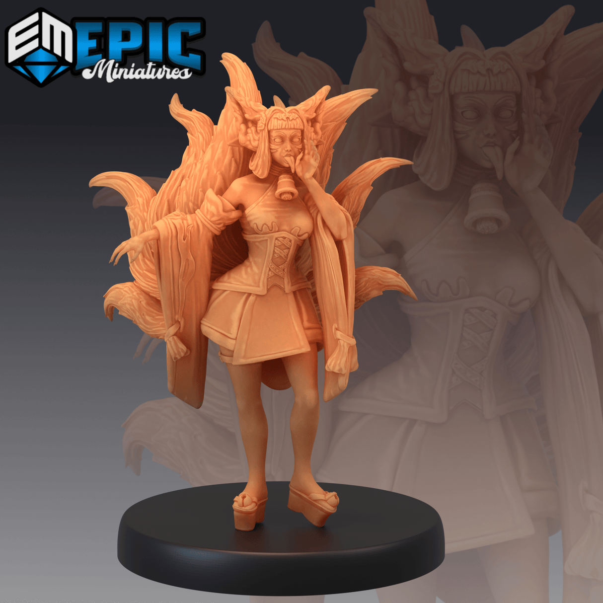 Kitsune Girl Miniature | A - Tabletop RPG & D&D miniature. Perfect for wargaming & collectors