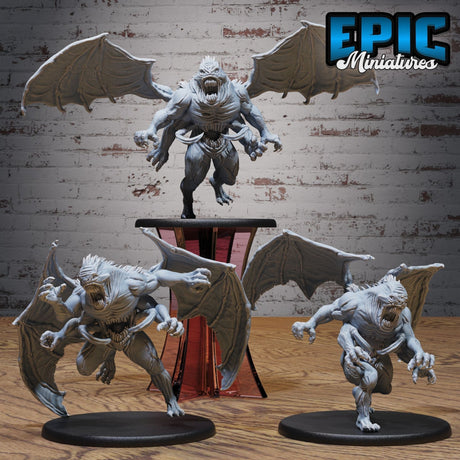 Klurichir Demon Miniature | Set of 3 - Tabletop RPG & D&D miniature. Perfect for wargaming & collectors