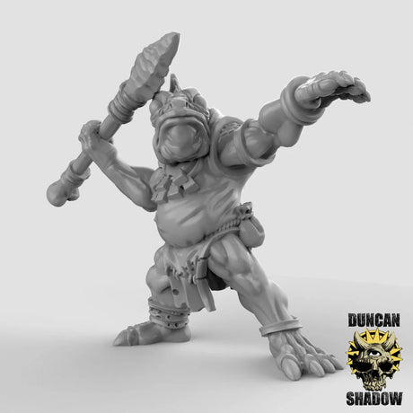 Koa Toa spearmen Miniature | C - Tabletop RPG & D&D miniature. Perfect for wargaming & collectors