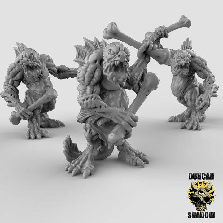 Koa Toa Miniature | Set of 3 - Tabletop RPG & D&D miniature. Perfect for wargaming & collectors