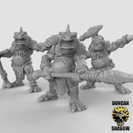Koa Toa spearmen Miniature | Set of 3 - Tabletop RPG & D&D miniature. Perfect for wargaming & collectors