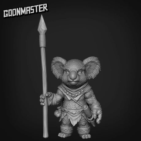 Koala Folk Spearmen Miniature | A - Tabletop RPG & D&D miniature. Perfect for wargaming & collectors