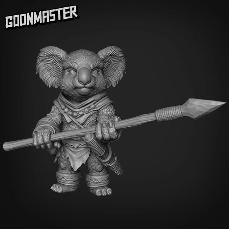 Koala Folk Spearmen Miniature | B - Tabletop RPG & D&D miniature. Perfect for wargaming & collectors