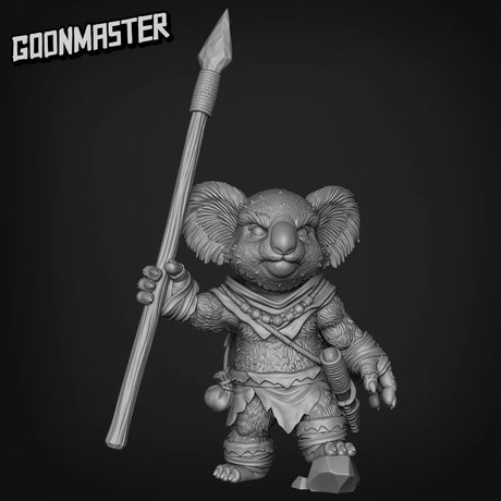 Koala Folk Spearmen Miniature | D - Tabletop RPG & D&D miniature. Perfect for wargaming & collectors