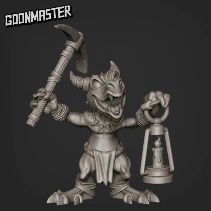 Kobold Miner Miniature | E - Tabletop RPG & D&D miniature. Perfect for wargaming & collectors