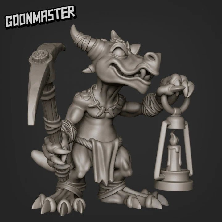 Kobold Miner Miniature | F - Tabletop RPG & D&D miniature. Perfect for wargaming & collectors