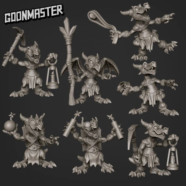 Kobold Miner Miniature | Set of 6 - Tabletop RPG & D&D miniature. Perfect for wargaming & collectors