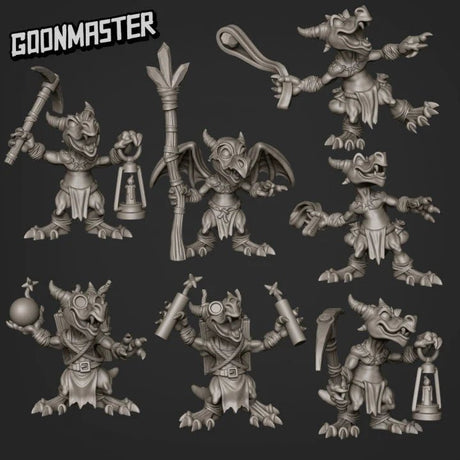 Kobold Miner Miniature | Set of 6 - Tabletop RPG & D&D miniature. Perfect for wargaming & collectors