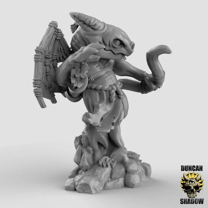 Winged Kobold Archer Miniature | A - Tabletop RPG & D&D miniature. Perfect for wargaming & collectors