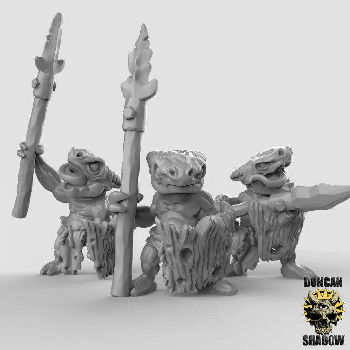 Kobold Miniature spearmen | Set of 3 - Tabletop RPG & D&D miniature. Perfect for wargaming & collectors