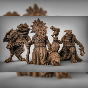 Kobold shaman Miniature | Set of 3 - Tabletop RPG & D&D miniature. Perfect for wargaming & collectors