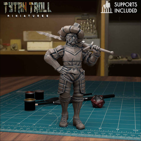 Landsnecht Mercenary Miniature | A - Tabletop RPG & D&D miniature. Perfect for wargaming & collectors