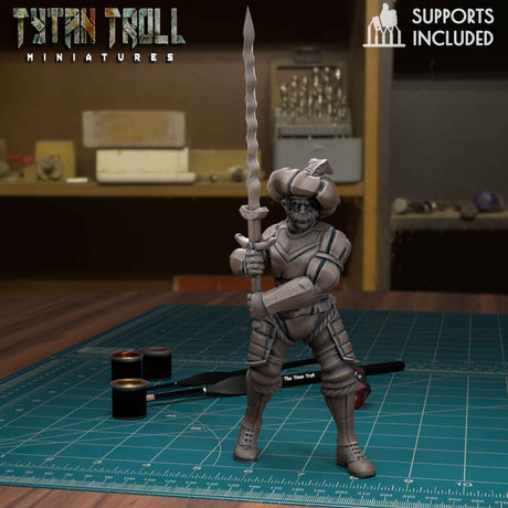 Landsnecht Mercenary Miniature | C - Tabletop RPG & D&D miniature. Perfect for wargaming & collectors