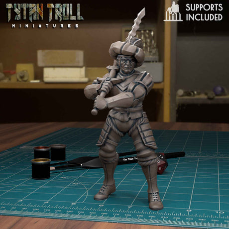 Landsnecht Mercenary Miniature | E - Tabletop RPG & D&D miniature. Perfect for wargaming & collectors