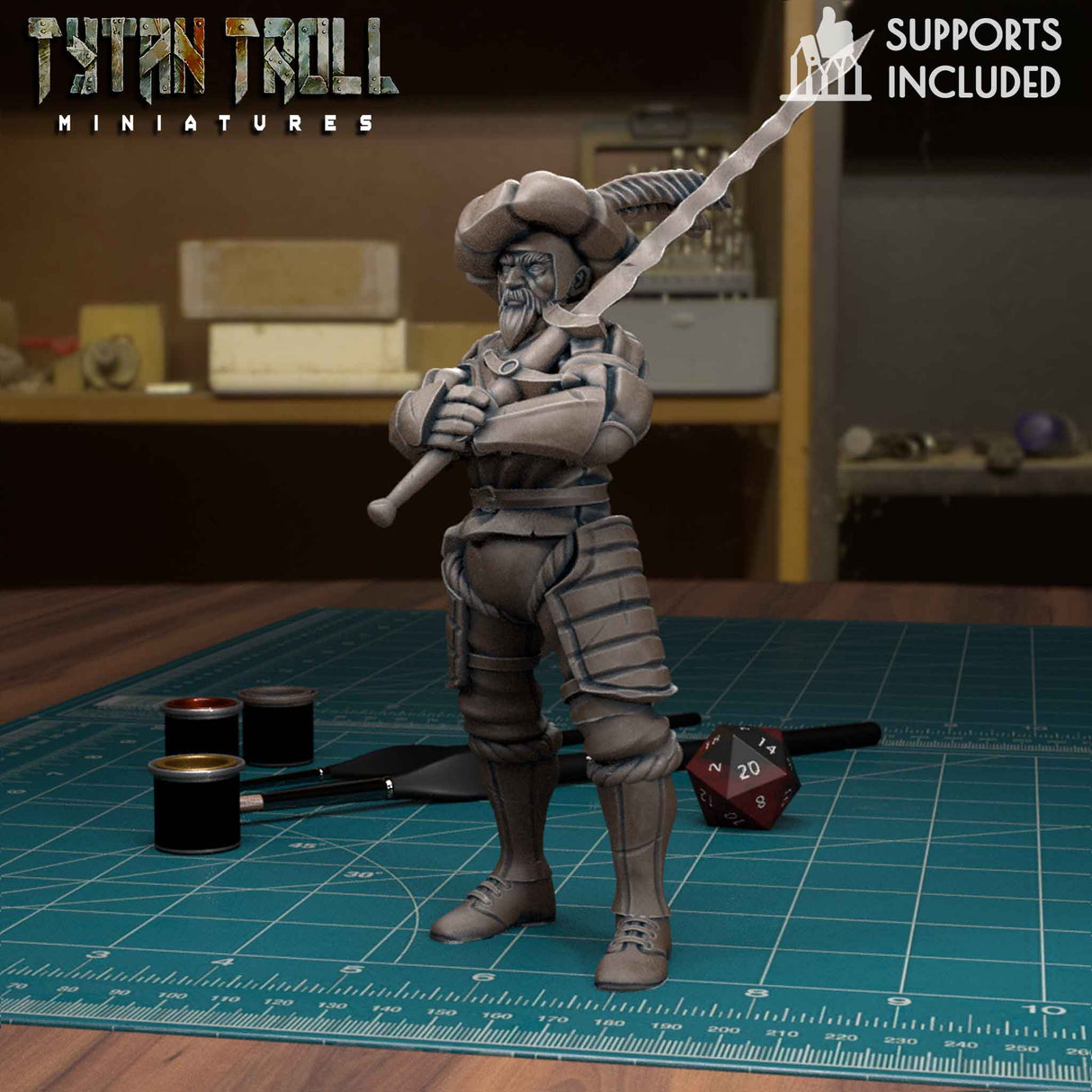 Landsnecht Mercenary Miniature | F - Tabletop RPG & D&D miniature. Perfect for wargaming & collectors