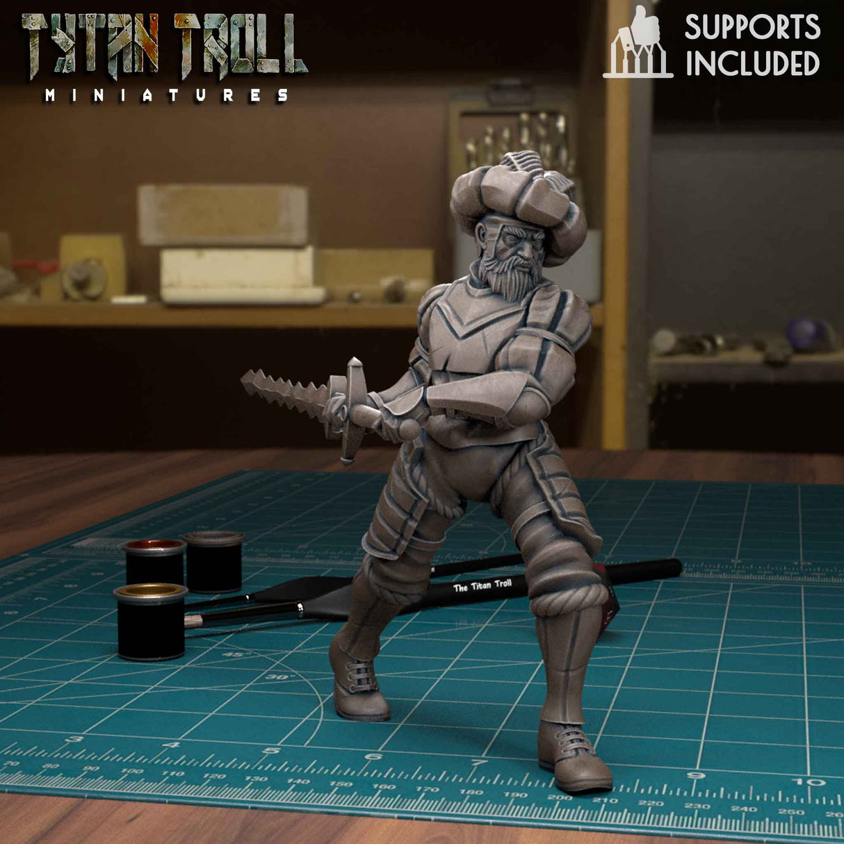 Landsnecht Mercenary Miniature | G - Tabletop RPG & D&D miniature. Perfect for wargaming & collectors