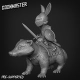 Large Badger Bunny Rider Miniature | A - Tabletop RPG & D&D miniature. Perfect for wargaming & collectors