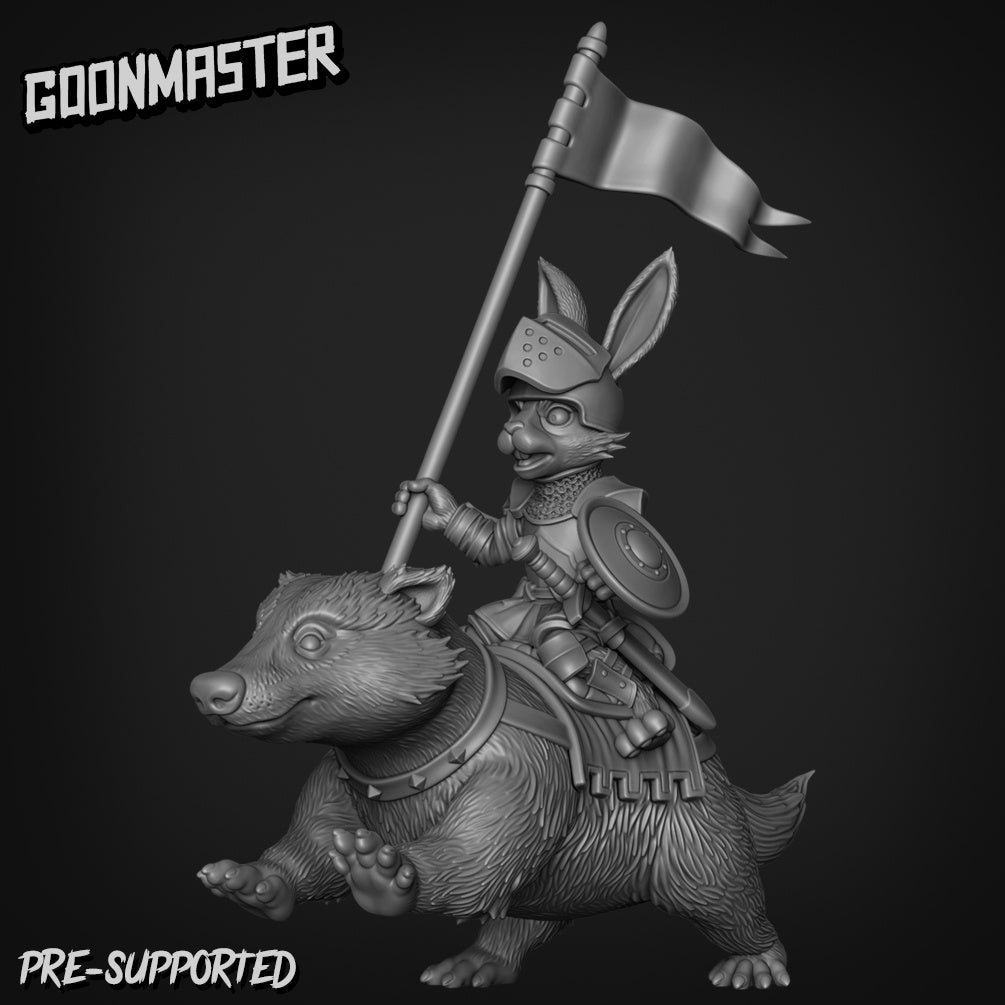 Large Badger Bunny Rider Miniature - C - 28mm
