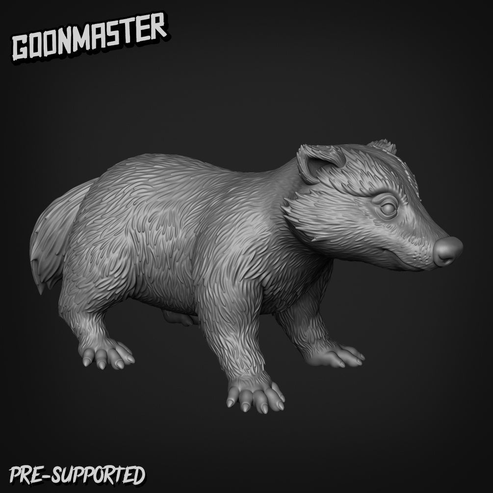 Large Badger Miniature | A - Tabletop RPG & D&D miniature. Perfect for wargaming & collectors