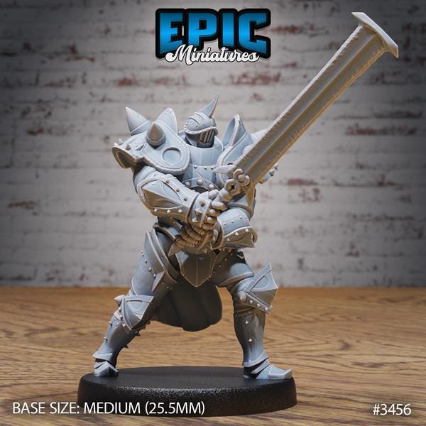 Large Knight, Steel Construct Miniature - 3456 - 32mm