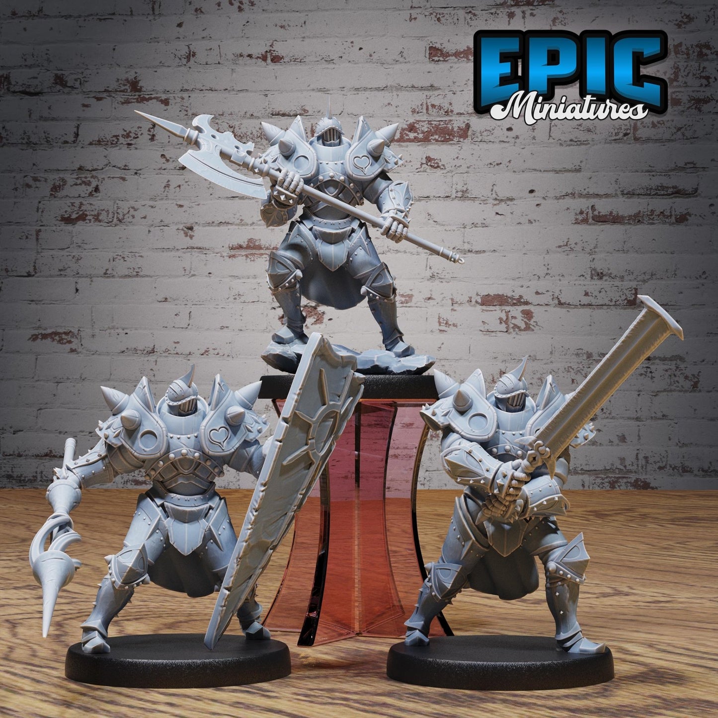 Large Knight, Steel Construct Miniature - Full Set All Models - 32mm