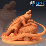 Lava Crocodile Miniature | A - Tabletop RPG & D&D miniature. Perfect for wargaming & collectors