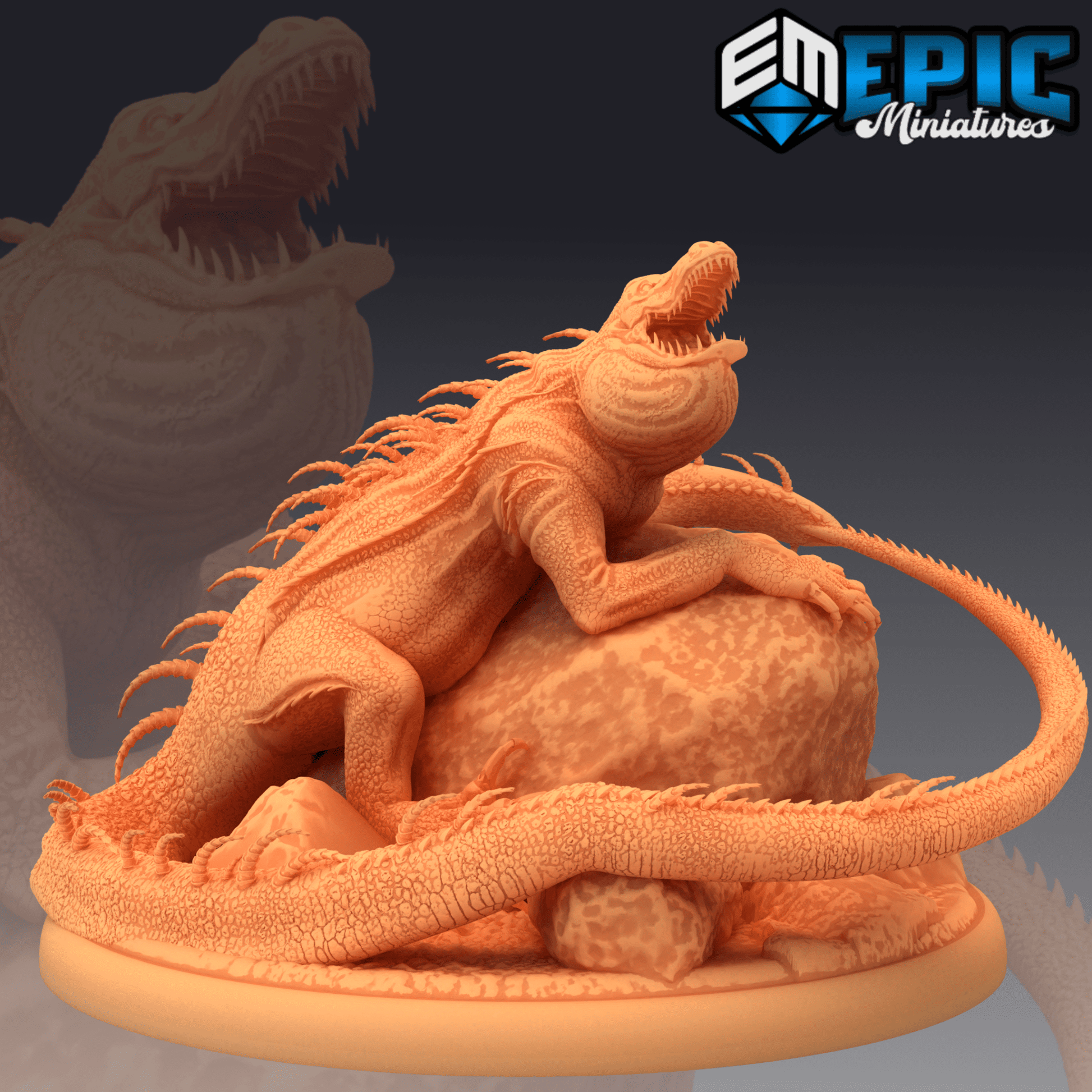 Lava Crocodile Miniature - A - 28mm